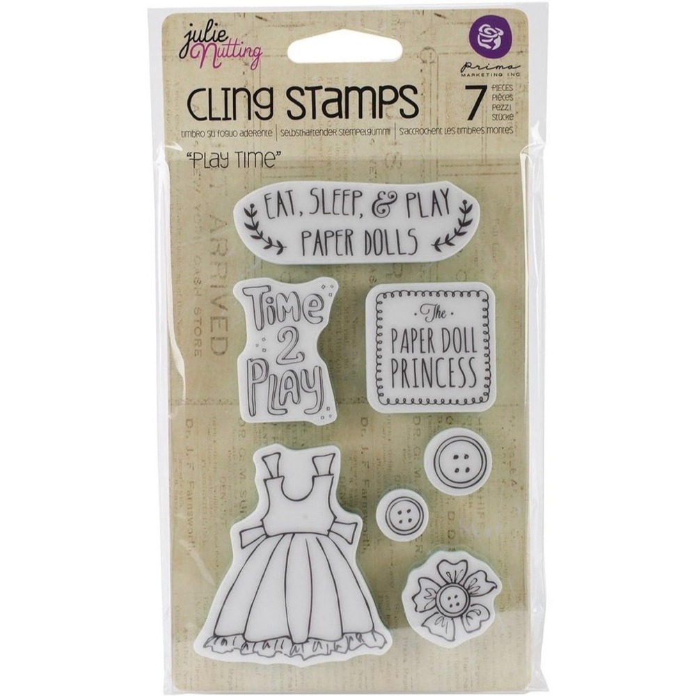Julie Nutting Play Time Cling Stamp Set Prima Marketing‎ NIP 7pc New